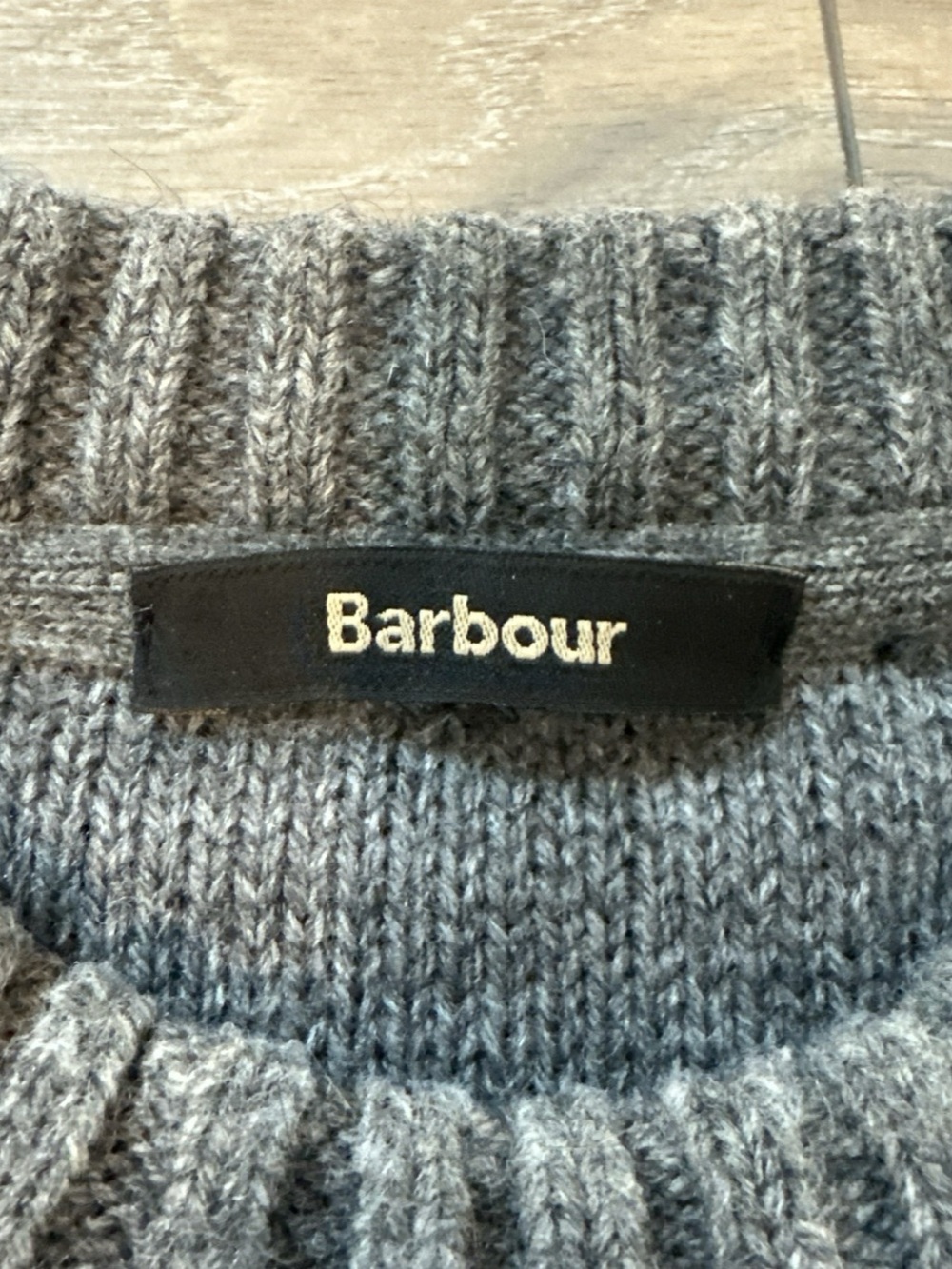 BARBOUR Men’s Size M Charcoal Grey Bedale Chunky Cable knit Sweater - Picture 4 of 11